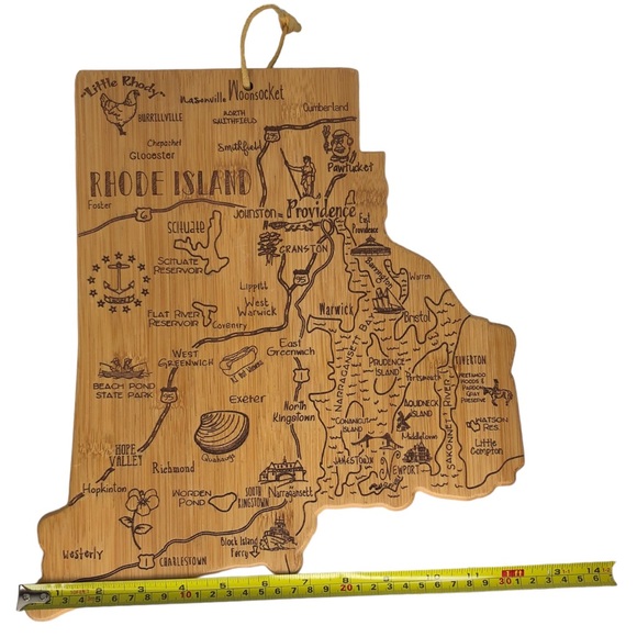 🆕 Rhode Island State Shaped Bamboo Serving Cutting Charcuterie Board - Picture 3 of 6